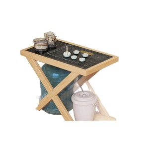Solid Wood Tea <b>Table</b> With Kettle Integrated <b>Coffee</b> <b>Table</b> For Balcony Or Office Natural Wood Color - Product Image 5