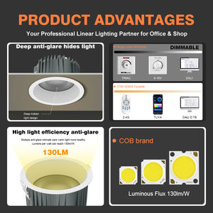 90Ra Anti-Éblouissement En Aluminium Encastré 130lm Plafond Spot Pour Hôtel Bureau <span class=keywords><strong>Restaurant</strong></span> Maison COB Led Downlight - Product Image 3