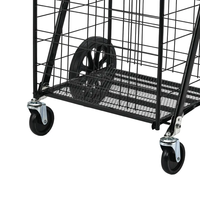 Chariot de courses pliable à roulettes avec panier coulissant