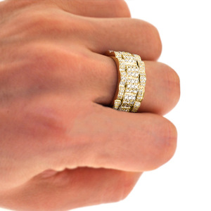 Anello di lusso da donna in oro giallo con diamante rotondo taglio brillante naturale colore G, fede nuziale T0503 - Product Image 3