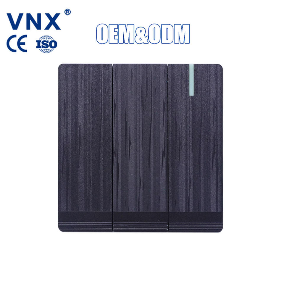 New Design Wholesale Black 10amps 3 Gang 2 Way Socket Electrical Supplies Ultra-Thin Wall Switch