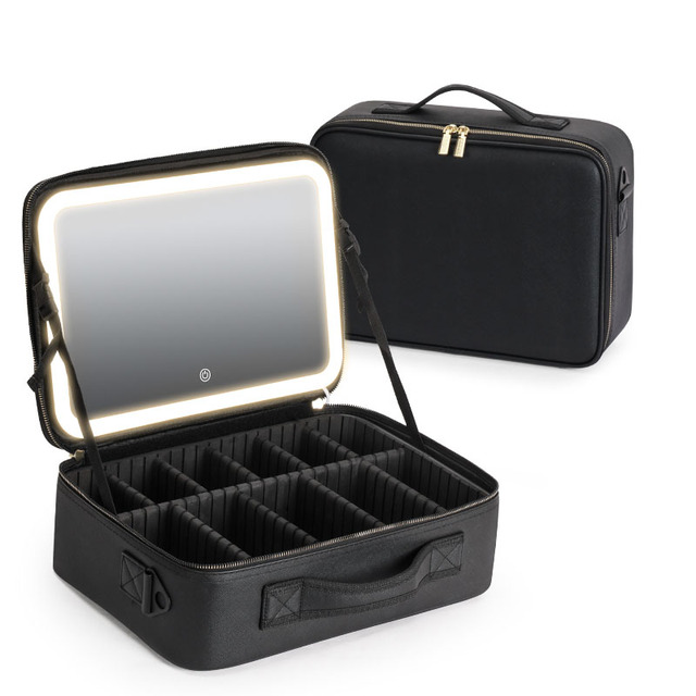 Anhui 367 Customized Cosmetic Case With Led Light Mirror Makeup Mirror Bag Portable Beauty Toolbox