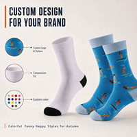 Chaussettes de compression décontractées pour hommes L&J Custom Design, antibactériennes, colorées, amusantes, absorbant la transpiration, pour l'automne