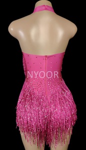 Hot Halter Tassel Bright Sleeveless Romper Dance Performance Dress Latin Competition Practice - Product Image 3