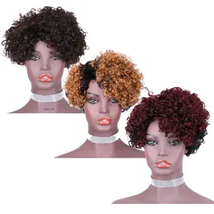 Wholesale Top Quality Afro Kinky Twist Short Wig Human Hair Wigs Short Pixie Cut Wig Human Hair Cap