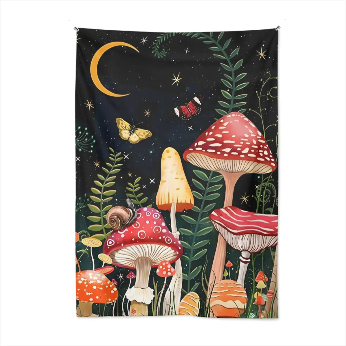 Mushroom Tapestry Glow Trippy Plant Tapestry UV Reactive Black Light Moon Butterfly Tapestries Posters Wall Hanging For Bedroom