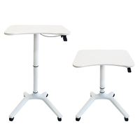 Table de chevet réglable moderne OMNI avec roulettes, bureau mobile pneumatique pour ordinateur portable, idéal pour les petits espaces de bureau/maison, en aluminium