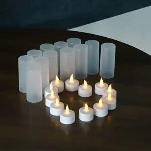 12pcs Remote Control Flickering Flameless Rechargeable Led Tea Light Candles Tealight With Charging Base