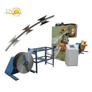 Automatic 500-1200mm coil concertina tela cit razor barbed wire punching machine