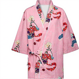 Veste de chef personnalisée pour femme, imprimée, blanche, style enveloppant, manches trois quarts, uniforme de cuisine de restaurant, vente en gros - Product Image 4