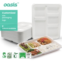 Barquette alimentaire Oasis jetable en bagasse, compostable et biodégradable, pour sushi, compatible micro-ondes 200°C, étanche et résistante à la graisse
