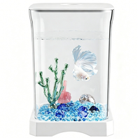 Magnifique mini aquarium de bureau, kit de démarrage, petit poisson rouge, poisson betta, lumière LED, réservoir en plastique acrylique personnalisé, utilisation domestique