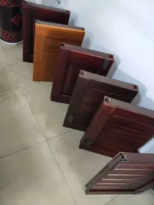 Pintu depan halaman kayu Amerika gerbang utama ayunan kayu Solid dengan jendela desain mode pintu masuk