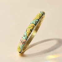 Gelang Berengsel Enamel Motif Spiral Vintage, Gelang Berpola Bunga Warna Emas, Perhiasan Wanita Multi-warna untuk Pemakaian Sehari-hari