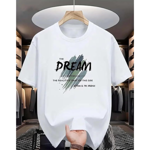 เสื้อยืดผ้าฝ้าย100% สำหรับผู้ชายผ้าถักเนื้อนุ่ม220กรัมใส่ได้ทุกวันขนาดปกติพิมพ์ลาย - Product Image 4