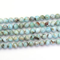 Perles de pierres semi-précieuses en larimar naturel de la République Dominicaine en gros pour la fabrication de bijoux 6mm 8mm, 19cm/38cm