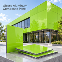 Panneau composite en aluminium brillant jaune de 3 mm 4x8 pieds avec revêtement PE pour enseignes de présentation en magasin