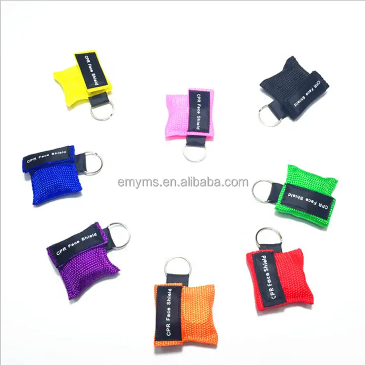 Disposable CPR Face Shield Life Key Key chain For Training Oxygen Mask Free Breathing Barrier keyring promotion first aid kit
