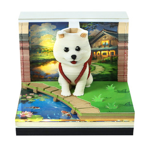 Bloc de Notas 3D con Diseño de Perro Samoyedo, Notas Adhesivas Creativas con Grabado Láser en Papel, Decoración de Escritorio con Animal Bonito, Regalo Artístico para Oficina, Escuela y Hogar - Product Image 6