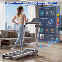 Caminadora Plegable Easy Roll Treadmill Glide Anywhere, Máquina para Correr en Casa con Motor Silencioso, Inclinación Automática, Color Plateado, Máquina de Ejercicio Físico