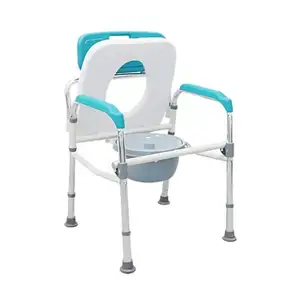 2 in1アルミニウムフレーム取り外し可能折りたたみ式無効バスシート調節可能な高齢者用便器椅子ホイールなし