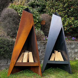 Brasero extérieur contemporain en Corten, corps en acier à double paroi isolé thermiquement, pour la décoration paysagère des parcs commerciaux - Product Image 6