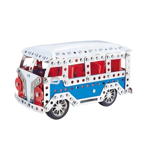 Cerdas DIY 337 buah Model Bus logam blok bangunan mainan mobil anak-anak Mini - Product Image 1