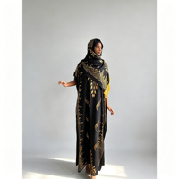 Nouvelle Mode Été Femme Africaine Robe Ample en Coton Musulmane Feuille Abaya Arabe Hijab Doux Rayonne Taille Unique Robe Estampage à Chaud