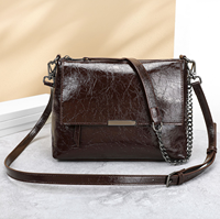 Sac fourre-tout en cuir véritable noir avec chaîne, bandoulière, sac à main, portefeuille à rabat pour usage quotidien