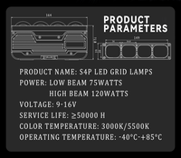 Feux auxiliaires de voiture S4P 120w 3000k couleur jaune, faisceau haut/bas 5500k, 4 lentilles LED, feux de calandre pour véhicule