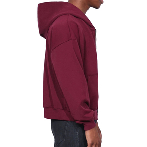 เสื้อฮู้ดมีซิปของผู้ชายผ้าฝ้าย100% 2ชิ้นลายโลโก้ตามสั่งย้อมสีธรรมดา - Product Image 5