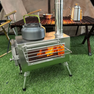 Estufa <span class=keywords><strong>de</strong></span> Camping Ligera <span class=keywords><strong>de</strong></span> Acero Inoxidable con <span class=keywords><strong>Chimenea</strong></span>, Portátil, Manual, para Leña y Barbacoa - Product Image 1