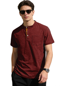 Men's <b>Henley</b> Polo Shirt <b>Short</b> <b>Sleeve</b> Pocket Knitted Casual Uniform Tee - Product Image 3