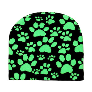 Mũ len dệt kim họa tiết dấu chân mèo đen trắng hồng đỏ xanh thời trang thu đông 2025 - Product Image 6