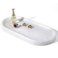 Plateau en marbre blanc de style naturel minimaliste et luxueux, décoration, plateau à bijoux, plateau de service ovale pour la maison et la salle de bain