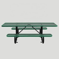 Muebles de patio al aire libre comercial 6 pies 8 pies acero ADA mesa de picnic exterior restaurante evento comedor conjunto metal Mesa para discapacitados silla