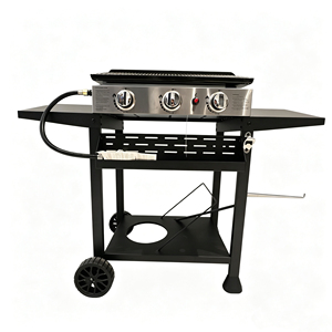 Grill portable à gaz propane coré<span class=keywords><strong>en</strong></span> moderne <span class=keywords><strong>en</strong></span> acier inoxydable de qualité supérieure avec plaque de cuisson plate, sécurité anti-flamme et 3 brûleurs - Product Image 3