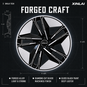Jantes forgées XINLAI de qualité supérieure à 5 branches, 19, 20, 21 pouces, noir brillant usiné argenté, jantes aérodynamiques pour Dongfeng Aeolus Haoji Voyah FREE - Product Image 4