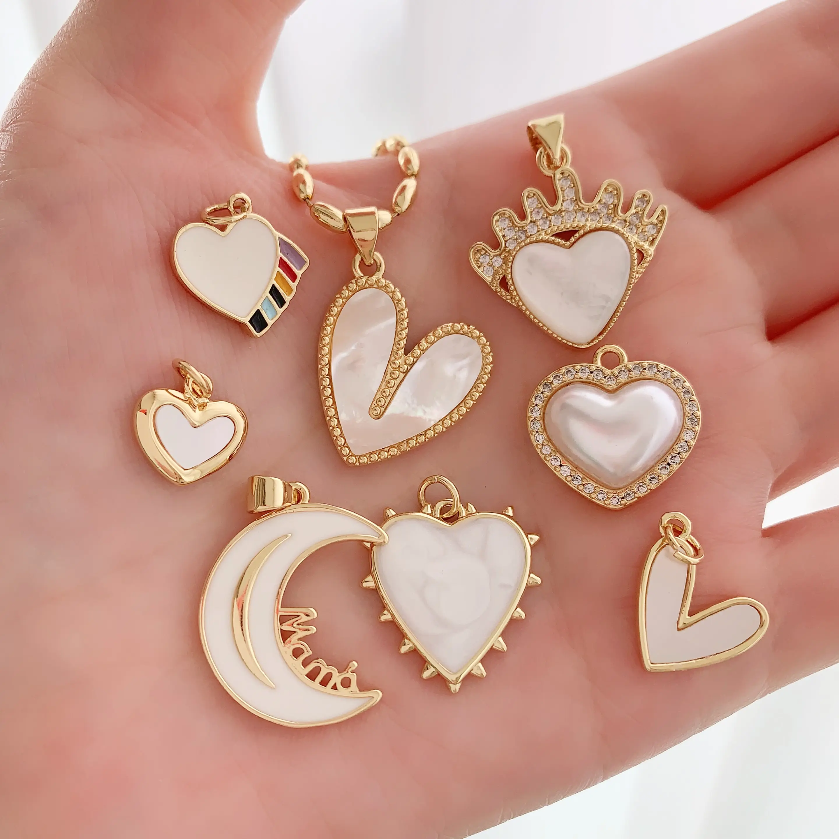 BD-B5568 Изящные очаровательные шармы в виде ракушки для ожерелья в форме сердца Луны модное ожерелье из циркона для женщин в повседневной жизни