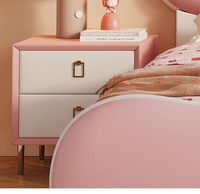 Lit d'enfant moderne rose de luxe avec motif de fleurs de dessin animé, lit d'enfant moderne design, lit d'enfant élégant et créatif pour fille pour la maison