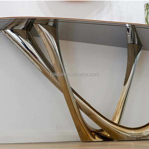 Console di design di lusso in marmo da tavolo con Base in metallo dorato ingresso tavolo da salotto decorativo per hall Hotel - Product Image 4