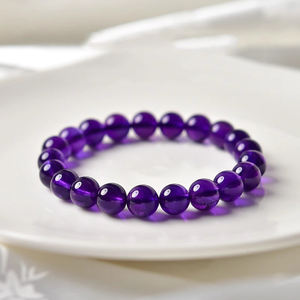 Brasilien Amethyst Armband Klasse A Natürlicher Amethyst 10mm hand gefertigtes Perlen Edelstein Armband Unisex Armband - Product Image 1