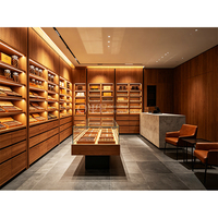 Armoire à cigares en bois de cèdre espagnol avec double porte en verre, éclairage LED, humidificateur, armoire à cigares moderne de luxe