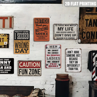 Letrero metálico rústico vintage de Caution Fun Zone, arte de pared humorístico para habitación