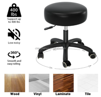 Tabouret roulant réglable en hauteur avec roulettes, pivotant à 360°, chaise rembourrée en cuir robuste, design pliable pour bureau, clinique, magasin