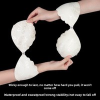 Sujetadores de encaje para mujer, con relleno, sin aros, sin tirantes, para vestido de novia, con efecto push-up, para bustos pequeños y grandes, invisibles, para verano, con cubrepezones