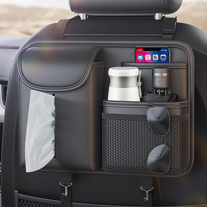 Sac de rangement pour siège arrière de voiture en cuir PU de qualité supérieure avec porte-mouchoirs, grande capacité, organisateur de siège arrière pour l'intérieur du véhicule - Product Image 1
