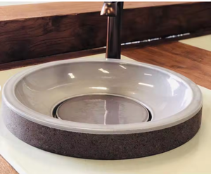 Lavabos Modernos Ovalados de Piedra Volcánica con Acabado Glaseado, Grifos con Desagüe, Lavamanos Ecológico de un Solo Orificio, Fácil de Limpiar, para Uso en Hoteles - Product Image 3