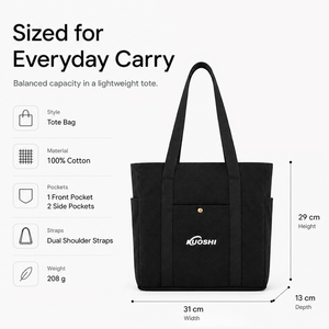 Personalized Eco Friendly Custom Logo Long Handle Zipper Pocket Large Capacity Reusable Travel Shopping Cotton <b>Tote</b> <b>Bag</b> - Product Image 2