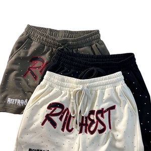 Shorts Personalizados <span class=keywords><strong>de</strong></span> <span class=keywords><strong>Hombre</strong></span> Estilo Hip Hop con Pedrería, Deslavado Vintage y Estampado Acid Wash - Product Image 4